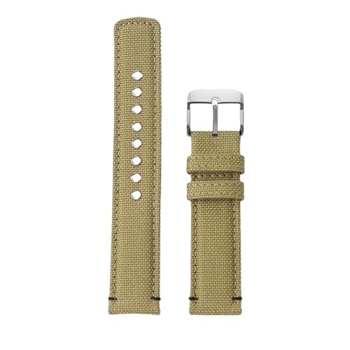 yeziu Nylon-Leder-Uhrenarmband für TIMEX T49905 T49963 T49953 Herrenarmband(Khaki-silver Folding) von yeziu