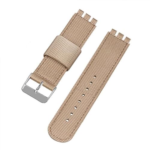 yeziu Nylon-Uhrenarmband aus Segeltuch für SWATCH Sport, weiches, bequemes Armband(Khaki,17mm) von yeziu