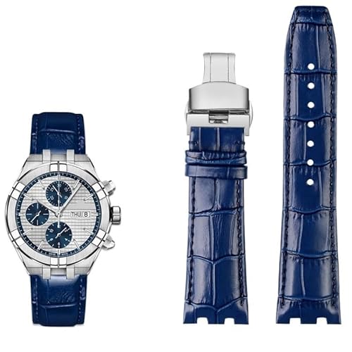 yeziu Rindsleder-Uhrenarmband für MAURICE LACROIX AIKON AI6038 AI6008 Drei-Augen-Uhr, modifiziertes konkaves, konvexes Mundband(Color 02) von yeziu