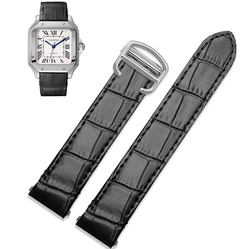 yeziu Schnellverschluss-Lederarmband Für Cartier Santos Classic Style WSSA0009 WSSA0010 WSSA0018 Neue SANTOS-Uhrenkette(Black-silver,21mm) von yeziu