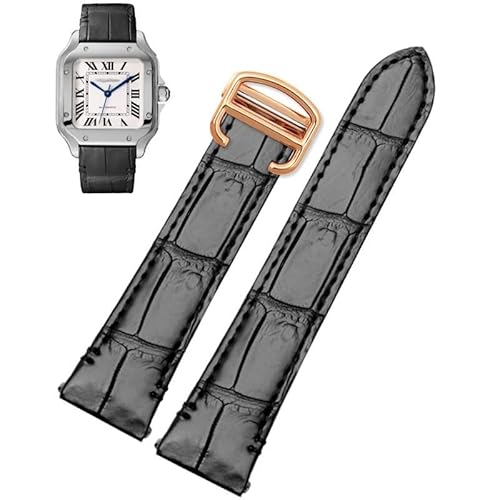 yeziu Schnellverschluss-Lederarmband Für Cartier Santos Classic Style WSSA0009 WSSA0010 WSSA0018 Neue SANTOS-Uhrenkette(Crocodile-rose gold,19mm) von yeziu