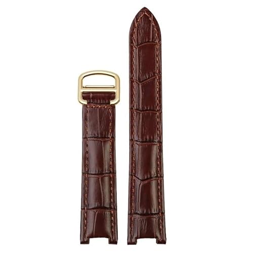 yeziu Uhrenarmband Für Cartier PASHA Herren Damen Rindslederarmband Mit Klappschließe Zubehör(Brown gold,21mm-15mm) von yeziu