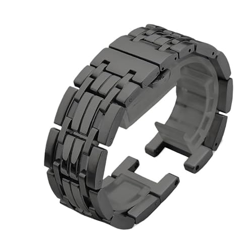 yeziu Uhrenarmband aus Edelstahl mit Kerben für die GC-Herrenuhrkette mit Butterfly-Verschluss(Black,22-13mm) von yeziu