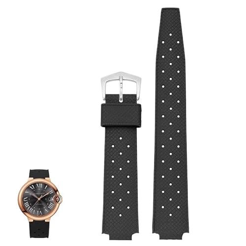 yeziu Uhrenarmband aus Gummi mit konvexer Kerbe für Cartier Ballon Bleu Black Knight Black Warrior(Blacks1,20-12mm) von yeziu