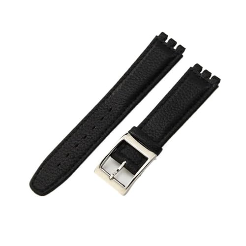 yeziu Uhrenarmband aus echtem Leder für Swatch-Armbänder mit konkaven und konvexen Schnittstellen, Uhrenkette(A blacks,17mm) von yeziu