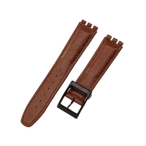 yeziu Uhrenarmband aus echtem Leder für Swatch-Armbänder mit konkaven und konvexen Schnittstellen, Uhrenkette(A brownb,17mm) von yeziu