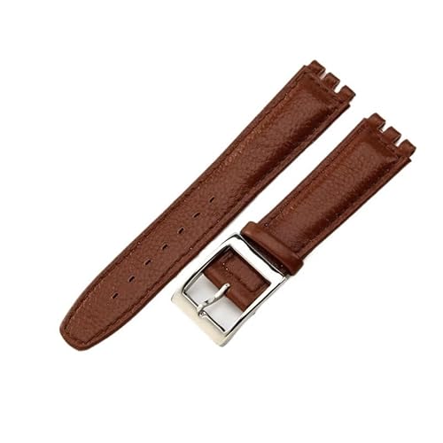yeziu Uhrenarmband aus echtem Leder für Swatch-Armbänder mit konkaven und konvexen Schnittstellen, Uhrenkette(A browns,19mm) von yeziu