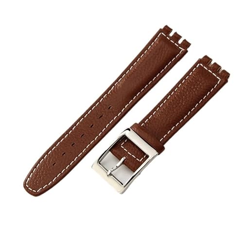 yeziu Uhrenarmband aus echtem Leder für Swatch-Armbänder mit konkaven und konvexen Schnittstellen, Uhrenkette(A brownws,19mm) von yeziu