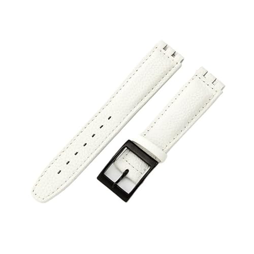 yeziu Uhrenarmband aus echtem Leder für Swatch-Armbänder mit konkaven und konvexen Schnittstellen, Uhrenkette(A whiteb,19mm) von yeziu