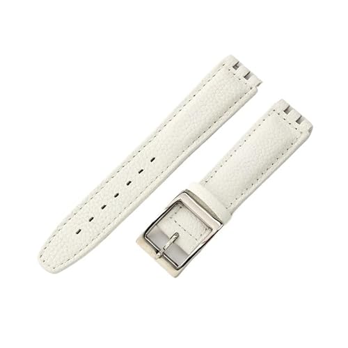 yeziu Uhrenarmband aus echtem Leder für Swatch-Armbänder mit konkaven und konvexen Schnittstellen, Uhrenkette(A whites,17mm) von yeziu