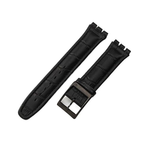 yeziu Uhrenarmband aus echtem Leder für Swatch-Armbänder mit konkaven und konvexen Schnittstellen, Uhrenkette(B blackb,17mm) von yeziu