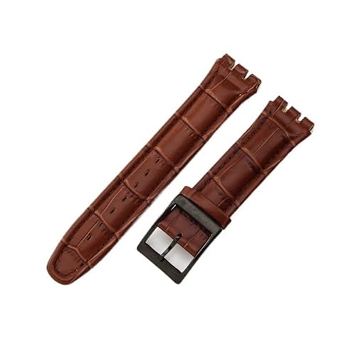 yeziu Uhrenarmband aus echtem Leder für Swatch-Armbänder mit konkaven und konvexen Schnittstellen, Uhrenkette(B brownb,17mm) von yeziu