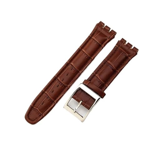 yeziu Uhrenarmband aus echtem Leder für Swatch-Armbänder mit konkaven und konvexen Schnittstellen, Uhrenkette(B browns,17mm) von yeziu