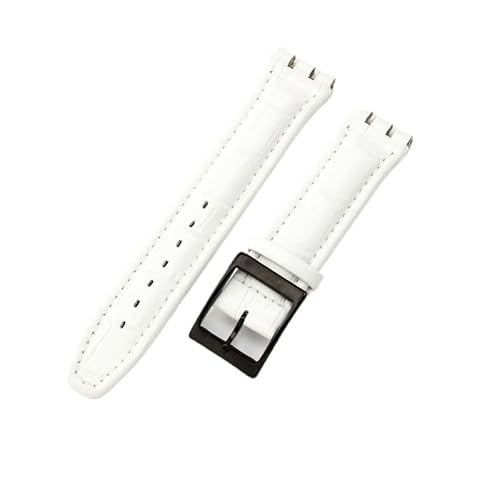 yeziu Uhrenarmband aus echtem Leder für Swatch-Armbänder mit konkaven und konvexen Schnittstellen, Uhrenkette(B whiteb,17mm) von yeziu