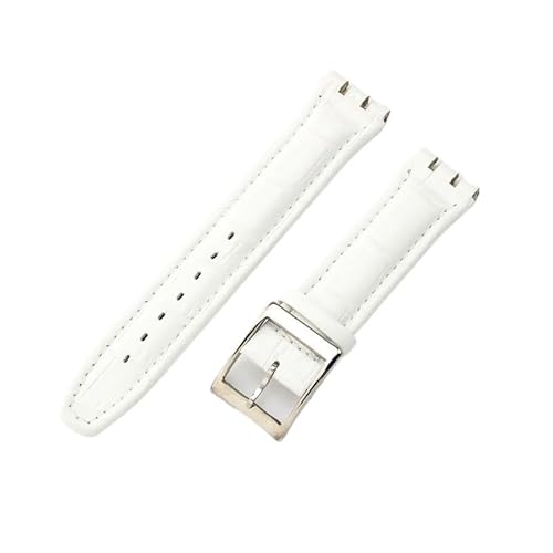 yeziu Uhrenarmband aus echtem Leder für Swatch-Armbänder mit konkaven und konvexen Schnittstellen, Uhrenkette(B whites,19mm) von yeziu