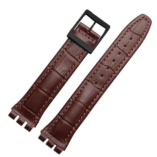 yeziu Uhrenarmband aus echtem Leder für Swatch YCS YAS YGS, Leder-Uhrenkette mit Schmetterlingsschnalle(Brownwb2,17mm) von yeziu