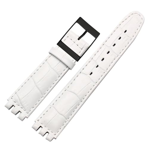 yeziu Uhrenarmband aus echtem Leder für Swatch YCS YAS YGS, Leder-Uhrenkette mit Schmetterlingsschnalle(Whiteb2,17mm) von yeziu