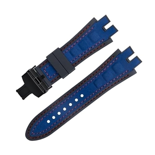 yeziu Uhrenarmband aus mattiertem Wildleder für Roger Dubuis EXCALIBUR King Uhrenarmband mit weicher Gummibasis(Red blueb b) von yeziu