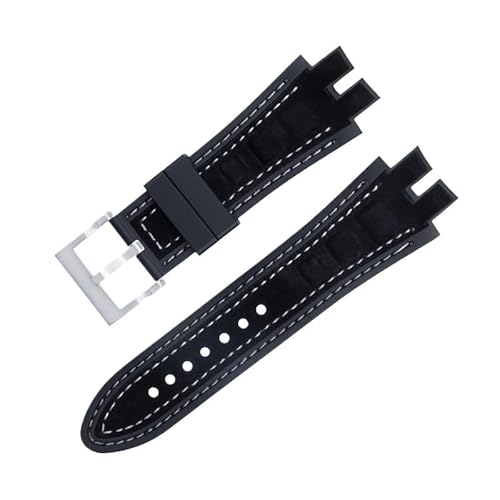 yeziu Uhrenarmband aus mattiertem Wildleder für Roger Dubuis EXCALIBUR King Uhrenarmband mit weicher Gummibasis(White blacks a) von yeziu