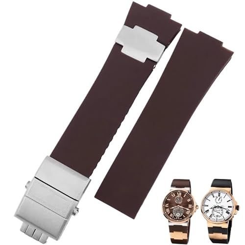yeziu Uhrenarmband für Athens Observation Navigation 1183 Herren Damen Gummi Uhrenarmband(Brown-silver) von yeziu