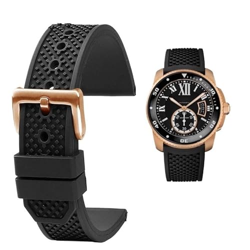 yeziu Weiches Fluorkautschuk-Uhrenarmband Für Cartier Calibre De Tank London W7100056/WSCA0006(Blackr) von yeziu