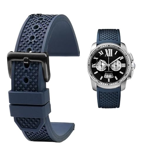 yeziu Weiches Fluorkautschuk-Uhrenarmband Für Cartier Calibre De Tank London W7100056/WSCA0006(Blueb) von yeziu