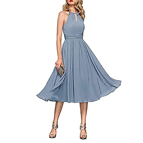Kurzes Partykleider Festlichkleider,Unterhalb des Knies Chiffon-Partykleid in A-Linie,Gray Blue A,US6,Cocktailkleid mit Abendkleid Kurz Kurzes Partykleider Festlichkleider,Unterhalb des Knies Chiffon-Partykleid in A-Linie,Gray Blue A,US6,Cocktailkleid mit Abendkleid Kurz von yhfshop