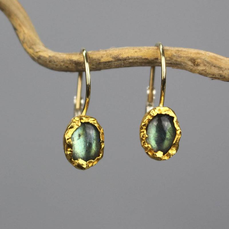 Natürliche Labradorit Ohrringe, Baumeln Handgemachte Damen Geschenk von yifatbareket