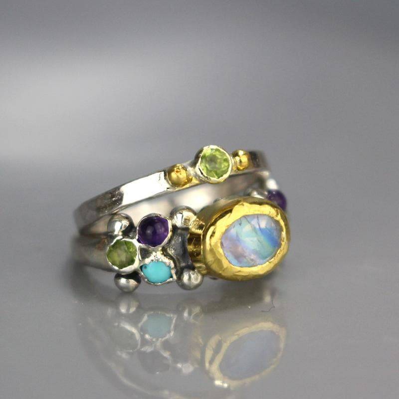 Stapelring, Edelstein Ehering Set, Ring Trauringe, Ringe, Stapel Peridot Boho Hochzeit von yifatbareket