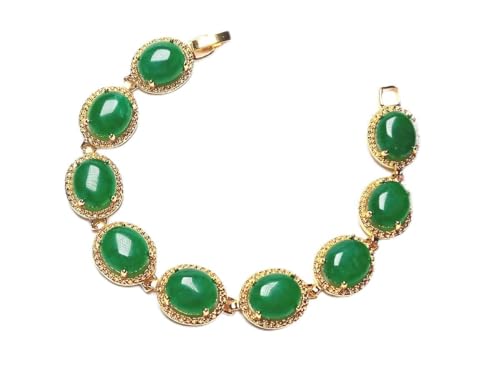 yigedan Damen-Armband 14 Karat Gelbgold vergoldet Jade Edelsteine Perlen Kette Heilungsschmuck Armband von yigedan