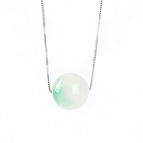 yigedan Green Jade Stone Pendant Necklace Simple Classic Adjustable Round Wealth Gemstone Healing Crystal Energy 18mm Beads von yigedan