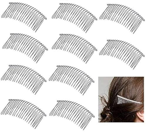 Haarkämme 10 Stück 20 Zähne Fancy DIY Metalldraht Haarspange Kämme Metalldraht Draht Twist Braut Hochzeit Schleierkämme für Frauen (Silber) von yima