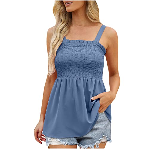 Damen Tops Sommer Sexy Tank Top ärmelloses T-Shirt Camisole Elastische Rüsche Top Einfarbig Oberteile Damen Tanktops Frauen Sommertop Tanktop Tops Für Damen von yiouyisheng