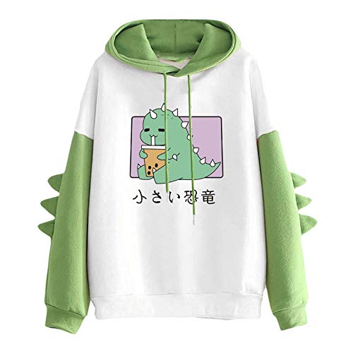 Hoodie Damen Sweatshirt mit Kapuze Japanischen Stil Kawaii Karikatur Dino Kapuzenpullover Pulli, Teenager Mädchen Frühling Herbst Dinosaurier Pullover für Party Reisen Tägliche von yiouyisheng