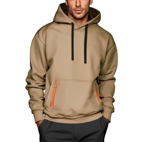 Hoodie Herren Klassische Casual Pullover mit Tasche und Kordel Modische Einfarbig Fleecejacke Leicht Soft Kapuzenpullove Regular Fit Freizeit Ubergangsjacker Jogging Hoody für Outdoor und Freizeit von yiouyisheng
