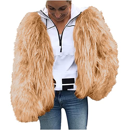 Jacke aus Kunstpelz Pelzjacke Damen Kunstpelzjacke Lässige Mode Herbst Winter Warmer Mantel Einfarbig Mädchen Faux Plüsch Warme Jacke Kurz Faux Plush Warm Felljacke Clubs Partys Hochzeiten von yiouyisheng