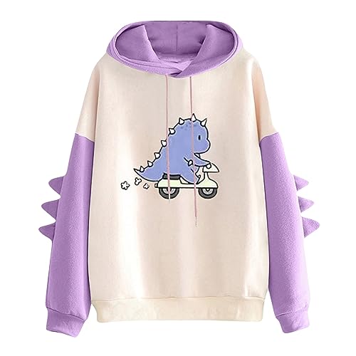 Kapuzenpullover Damen Hoodie Dinosaurier Kawaii Pullover Cute Dino Kapuzenpulli Pulli Freizeit Sport Langarm Oberteile Sweatshirt mit Kapuze Herbst Winter Mädchen Angebote Sale Deal Geschenke von yiouyisheng