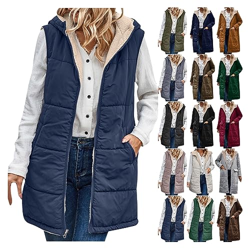 Outdoorjacke Damen Wintermantel Auf Beiden Seiten Parka Lang Warm Gefüttert Wattierte Jacke Fleecefutter Doppelseitige Winter Mantel Outdoorjacke Übergangsjacke mit Reißverschluss und Taschen von yiouyisheng