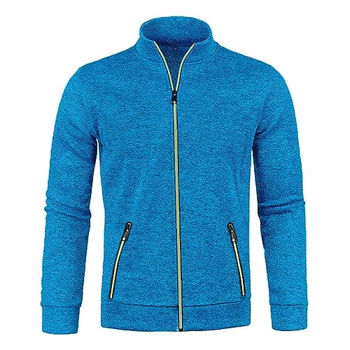 Sweatjacke Herren Einfarbig Stretch Winterjacke mit Reißverschlusstasche Jogging Langarm Bomberjacke Mode Fleecejacke Outdoor Baggy Strickjacke Sportjacke mit Vollreißverschluss Stehkragen Jackery von yiouyisheng