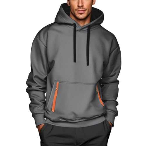 Sweatjacke Herren Fleece Einfarbiges Hoodie Luftig Atmungsaktive Fleecejacke mit Tasche und Kordel Persönlichkeiten Winterjacke Gym Strickjacke mit Kapuze Winter Warm Softshelljacke Taillierte Hoody von yiouyisheng