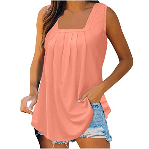 Tank Top Damen Sommer Elegant Tanktop mit eckigem Ausschnitt Tanktops Frauen Tank Tops Ärmelloses T-Shirt Lose Sommer Oberteile Sexy Weste Square Neck Top von yiouyisheng