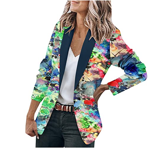 yiouyisheng Blazer Damen Elegant Sportlich Cardigan Lang Damen Bunte Mode Casual Blazer Sommer Frühling Herbst Freizeit Business Jacke Anzugjacke Oberbekleidung von yiouyisheng