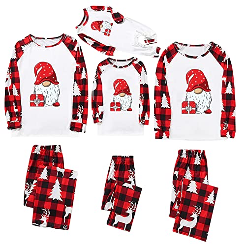 yiouyisheng Familien Schlafanzug Winter Weihnachten Schlafanzug Damen Herren Kinder Baby Weihnachts-Pyjama-Set Langarm-Oberteil und Pyjama-Hose mit Weihnachtswichtel-Muster Christmas Pyjama Family von yiouyisheng