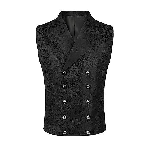 yiouyisheng Herren Paisley Weste Formelle Hochzeit Party Herrenweste Gothic Steampunk Trachtenweste Revers Weste für Herren Floral Jacquard gestreifte Anzug Weste von yiouyisheng