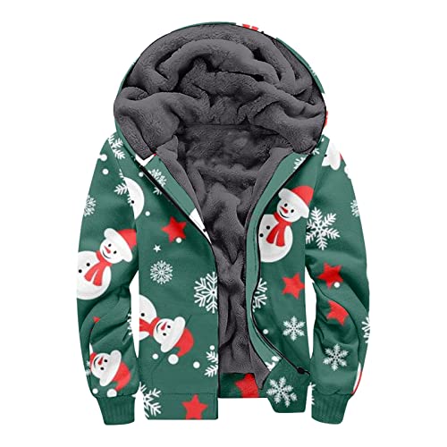 yiouyisheng Jacke Herren Weihnachten Bunte Grafik Herrenjacke Warm Gefüttert Fleecejacke Herbst Winter Kapuzenjacke Männer Weihnachtsjacke mit Reißverschluss Sipperjacke von yiouyisheng