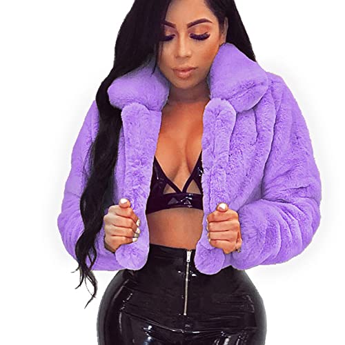 yiouyisheng Jacke aus Kunstpelz Pelzjacke Damen Kunstpelzjacke Lässige Mode Herbst Winter Warmer Mantel Einfarbig Mädchen Faux Plüsch Warme Jacke Kurz Felljacke Clubs Partys Hochzeiten von yiouyisheng