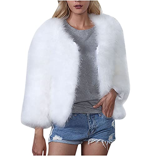 yiouyisheng Jacke aus Kunstpelz Pelzjacke Damen Kunstpelzjacke Lässige Mode Herbst Winter Warmer Mantel Einfarbig Mädchen Faux Plüsch Warme Jacke Kurz Felljacke Clubs Partys Hochzeiten von yiouyisheng