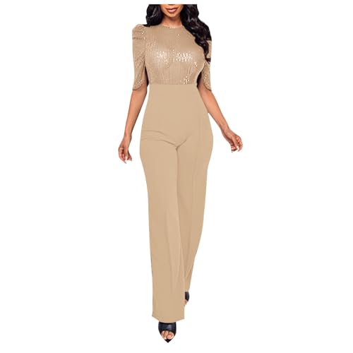 yiouyisheng Latzhose Damen Lang Damen Jumpsuit Pailletten Glitzer Overall Elegant Festlich Hochzeit Romper Lang Hosenanzug Hohe Taille Kurzarm Rundhals Strampler Einteiler Jumpsuits yiouyisheng Latzhose Damen Lang Damen Jumpsuit Pailletten Glitzer Overall Elegant Festlich Hochzeit Romper Lang Hosenanzug Hohe Taille Kurzarm Rundhals Strampler Einteiler Jumpsuits von yiouyisheng