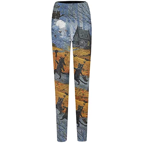 yiouyisheng Leggings Damen Blickdicht Katze Muster High Waist Leggins Frühling Herbst Winter Strumpfhosen Warm Sport Leggings Lang für Alltag Outdoor Enge Leggings Hohe Taille Lange Hosen von yiouyisheng