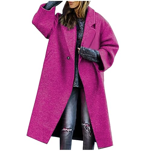 yiouyisheng Mantel Damen Lang Wollmantel Herbst Winter Trenchcoat Elegant Pendler Revers Wintermantel Lose Tweed Jacke Übergangsmantel Frauen Cardigan Damenmantel ohne Gürtel Geschenk Für Frauen von yiouyisheng